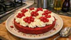 Crostata morbida di Natale – weicher roter Kuchen mit Mascarpone-Creme und Beeren
