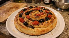 Focaccia arrotolata: Spiralfocaccia mit Cherrytomaten & Oliven – so gelingt sie locker