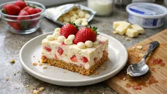 Kühltorte mit Erdbeeren und weisser Schoggi – No-Bake, cremig und schnittfest
