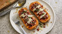 Zucca al forno: Hasselback-Butternut mit Speck und Parmesan – einfach aus dem Ofen