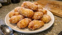 Sfinci di riso wie in Sizilien: Reis-Krapfen mit Orange und Zimt, aussen goldig